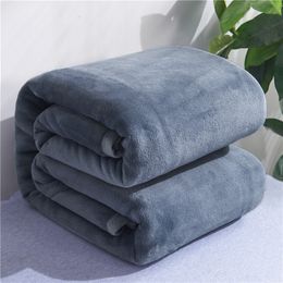 Blankets Thickened Large Luxurious Microfiber Flannel Super Soft Warm Plush Comfortable Lightweight Blanket Bed or Car Color Grey 230904