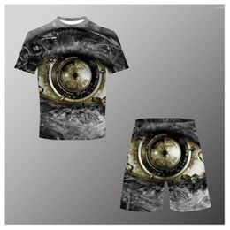 Men's Tracksuits Casual T-shirt Shorts 3D Printed Eye Uncanny Valley Effect Fashion Street Jogging Sports Oversized Size Set