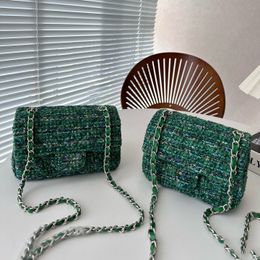 Women Luxury Bag Woven CF Bag Handheld Bag Chain Strap Single Shoulder Crossbody Bag Fortune Green Bag Horizontal Size 20cm Vertical Size 17cm