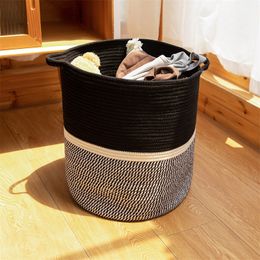 Baby Cribs Modern Handmade Cotton Rope Fabric Diaper Caddy Tote Bag Tassel Decoration Round Woven with Inside Partitions 230904