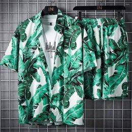 Men's Tracksuits Summer Beach Floral Shirt 2 Piece Men Set Thin Quick Dry Casual 3D Print Short Sleeve Fashion Holiday Hawaiian Shorts