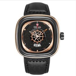 KADEMAN Brand Fashon Cool Large Dial Mens Watches Square Quartz Watch Calendar Accurate Travel Time Generous Male Wristwatches258t