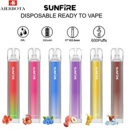 Original Sunfire Crystal 600 Puffs E cigarette Disposable Pre Filled 550mah Vape Pen Cartridge Vaporizers Portable Vapour Device Vapes Pens Direct Factory Supply