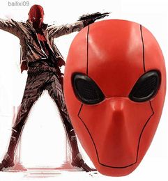 Party Masks Red Hood Mask Full Head Latex Helmet with Mesh Eye Game Cosplay Halloween Costume Props T230905