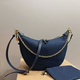 Borse a mezzaluna in denim Borse a tracolla di grande capacità Borsa a tracolla da donna con cerniera Borsa a tracolla in pelle a catena rimovibile Borsa a tracolla alla moda Portafogli