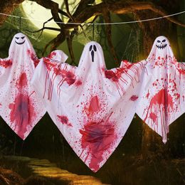 Other Event Party Supplies Halloween Bloody Ghost LED Luminous Pendant DIY Decorated with Terrifying Tooth Show House Props 230905