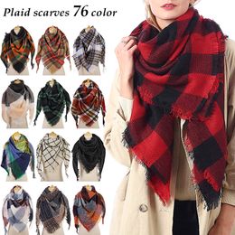 Scarves Women Winter Scarf Triangle Knitted Scarf Casual Ladies Plaid Pashmina Shawl and Wrap Female Foulard Scarves Echarpe Bufanda 230904