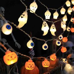 Party Decoration 1.5M 10LED Halloween Lights String Horror Pumpkin Skull Ghost Eyeball Hallowen Party Decorations for Home Outdoor Yard Bar Props x0905