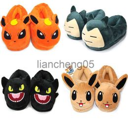 Slippers New Winter Unisex House Furry Slippers Women/Men Home Plush Warm Cotton Shoes Couple Cute Cartoon Fashion Indoor Non-slip Slides X0905