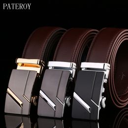 PATEROY Men's Belt Male Waist Belts Genuine Leather Riem Cinturon Hombre Ceinture Homme Designer Cinto Masculino High Quality