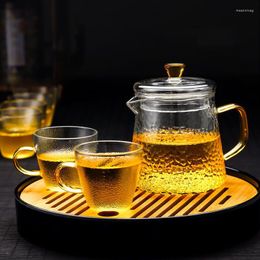 Teaware Sets Heat-resistant Hammer-patterned Glass Thickened Tea Water Separation Filter Infuser Household Flower Teapot Fruit Teacup