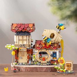 Blocks Creative Street View Bee House Pork Shop Model Building Blocks City Architecture Home Toys Kids Gifts R230905