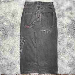 Men's Jeans Y2K Jeans Men Streetwear Hip Hop Graphic Embroidery Vintage Wash Distressed Baggy Jeans Black Pants Harajuku Gothic Wide Trouser T230905