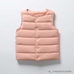 Down Coat Children's light down jacket vest liner boys' and girls' babies' winter waistcoat with round neck R230905