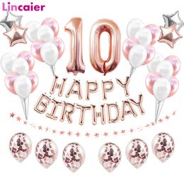 Other Event Party Supplies Number 10 Foil Balloons Happy Birthday Decorations 10th Years Old Tenth Boy Girl Anniversary Rose Gold Blue 230905