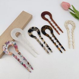 13cm Fashion U-Shaped Hairpin Hair Fork Trendy Acetic Acid Material Hair Clip Headwear Accessories for Women Girls Retro Jewelry Gift