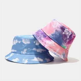 2020 Tie dye Butterfly Fire Cloud Print Fisherman Hat Fisherman Hat for Men and Women Leisure Bucket Gorros Mujer330w