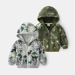 Hoodies Sweatshirts Children Outerwear Boy With Zipper Baby Clothes Printed Dinosaurs Kids Outfit Shirt For School 230904