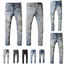 2023 Mens Designers Jeans Distressed Ripped Biker Slim Fit Motorcycle Biker Denim For Men s Top Quality Fashion Mans Pants pour ho203r