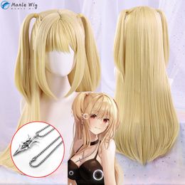 Cosplay Wigs Anime Death Note MisaMisa Cosplay Wig Long Yellow Double Tail Misa Amane Heat Resistant Hair Woman Party Wigs Free Wig Cap 230904