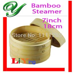 Whole-Bamboo Steamer Basket Set for Lid 7inch 18cm beige Rice Cooker Pasta fish Healthy cooking tools breakfast dishes co257f