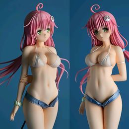 Finger Toys 22.5cm To LOVE Tit Lala Balla Deviluke Pink Short Hair PVC Perspective Swimsuit Sex Girl Anime Adult Game Figure Toy Gift