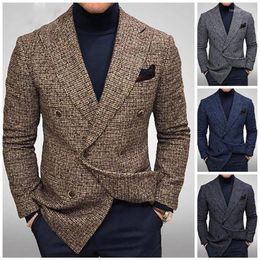 Men's Suits 2022 European And American Style Men's Clothing Button Plaid Business Casual Shopping Long-sleeved Suit Jacke275V