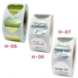 1 inch Gold or Silver Thank You Adhesive Stickers 500pcs/roll Holiday Gifts Decoration Shiny Packing Labels