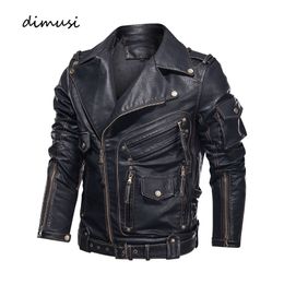 Men's Leather Faux DIMUSI Winter Mens Jacket Men Fashion Motorcycle PU Cool Zipper Pockets Coats Clothing 230904