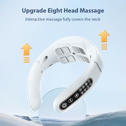 Other Massage Items 8-Head Electric Pulse Neck Massager USB Charging 15 Gears 6 Modes Cervical Spine Therapy Massage Instrument Unisex Health Care 230905