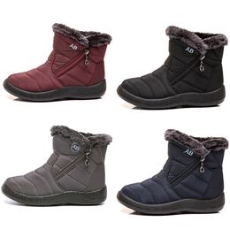 warm ladies snow boots side zipper light cotton women's shoes black red blue Grey winter outdoor sports