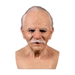 Party Masks Old Man Latex Mask Halloween Props Bald Wrinkled Masquerade Prop Horror Movie Cosplay Scary Wig MaskCosplay303a