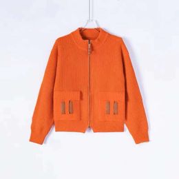 wool sweater knitted cardigan coat designer pu patchwork pocket jacket winter warm sweatshirt luxury womens clothing fashion zipper sweaters