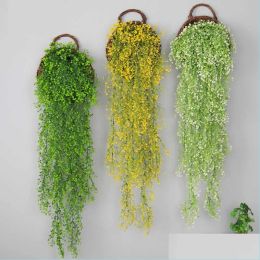 Storage Baskets Gypsophila Artificial Plants 2Pcs Hanging Plant Tropical Leaves Greenery Backdrop Shelf Home Wall Decor Homeindustry Dhuv LL