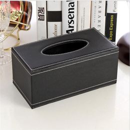 Simple Leather Tissue Box Holder - Waterproof Rectangular Tissue Box Cover Vintage Napkin Paper Holder for Home el Office & Ca2585