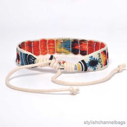 Handmade Ethnic Folk Cotton macrame bracelet with charm with Cord Embroidery - Hippie Friendship Wrap Braces for Women (R230905)