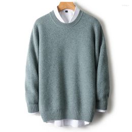 Men's Sweaters Autumn And Winter O-Neck Pure Sweater Loose Thick Long Sleeve Pullover Business Casual Cashmere Knit Top