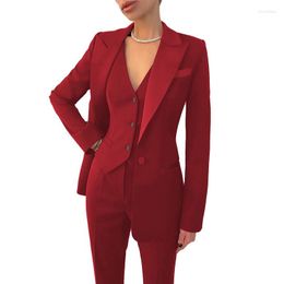 Women's Two Piece Pants 3 Pieces Women Suits Lapel Blazer Custom Made Vest Office Lady Formal Single Breasted Party Prom Dress