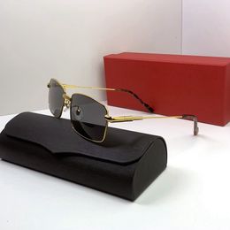 Classic Mens Designer Glasses Sunglasses Temple Head Composite Rimless Letter Metal Frame Rectangle Luxury Sunglass for Women Sunshade Glasses Lunettes Luxe