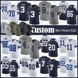 Custom Micah Parsons Ceedee Lamb Football Jersey Dak Prescott Trevon Diggs Tony Pollard Demarcus Lawrence Leighton Vander Esch Cooper