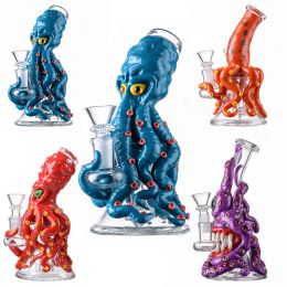 Unique Hookahs Octopus Glass Bongs Eyes Teeth Style Water Pipes Halloween Showerhead Perc Percolator Oil Dab Rigs In Stock Ready To Ship LL