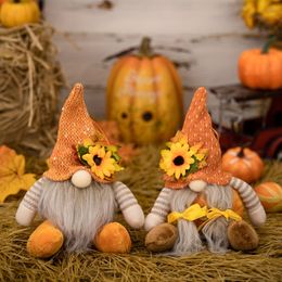Christmas Decorations Autumn Plush Elf Dwarfs Dolls Halloween Gnome Pumpkin Sunflower Xmas Gifts Thanksgiving Kids1pc 230905