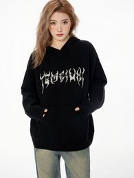 Hooded Sweater Streetwear Harajuku Embroidery Knitted Centipede Pullover Jumper 2023 Fashion Loose Punk Goth Sweaters