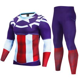 Men's Tracksuits Compression Men's Sports Suits Quick Dry Running sets 3D Gedrukt Lange Mouwen Compressie Shirts Leggings Broek Pak 230904