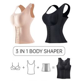 Womens Shapers 3 in 1 Waist Trainer Body Shaper Women Posture Corrector Push Up Bra Slimming Underwear Plus Size Tummy Control Tank Top Corset 230905