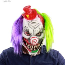 Party Masks Horror Clown Latex Mask Scary Grimace Adult Full Head for Halloween Masquerade Party Costume Cosplay Fancy Dress Props T230905