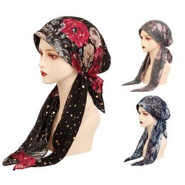 Beanie/Skull Caps Fashion Splatter Paint Printing Muslim Women Hijabs Beanie Arab Wrap Head Scarf Turban Wear Hijab Femme Underscarf Caps Turbante 230905