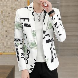 Men Blazers Spring High Quality Business Casual Male Slim Fit Letter Printing Suit Jackets Dress Coat Branded Male Clothing216c
