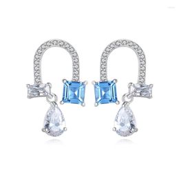 Stud Earrings Crystal Small White Zircon Luxury Female Drop Water Charm Silver Color Wedding For Women