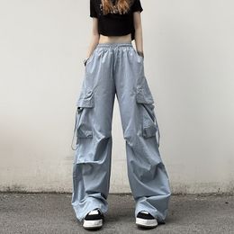 Womens Pants Capris Oversized Women Cargo Hiphop Streetwear Fashion Spring Summer Pockets Elastic High Waist Casual Sports Trousers 230905